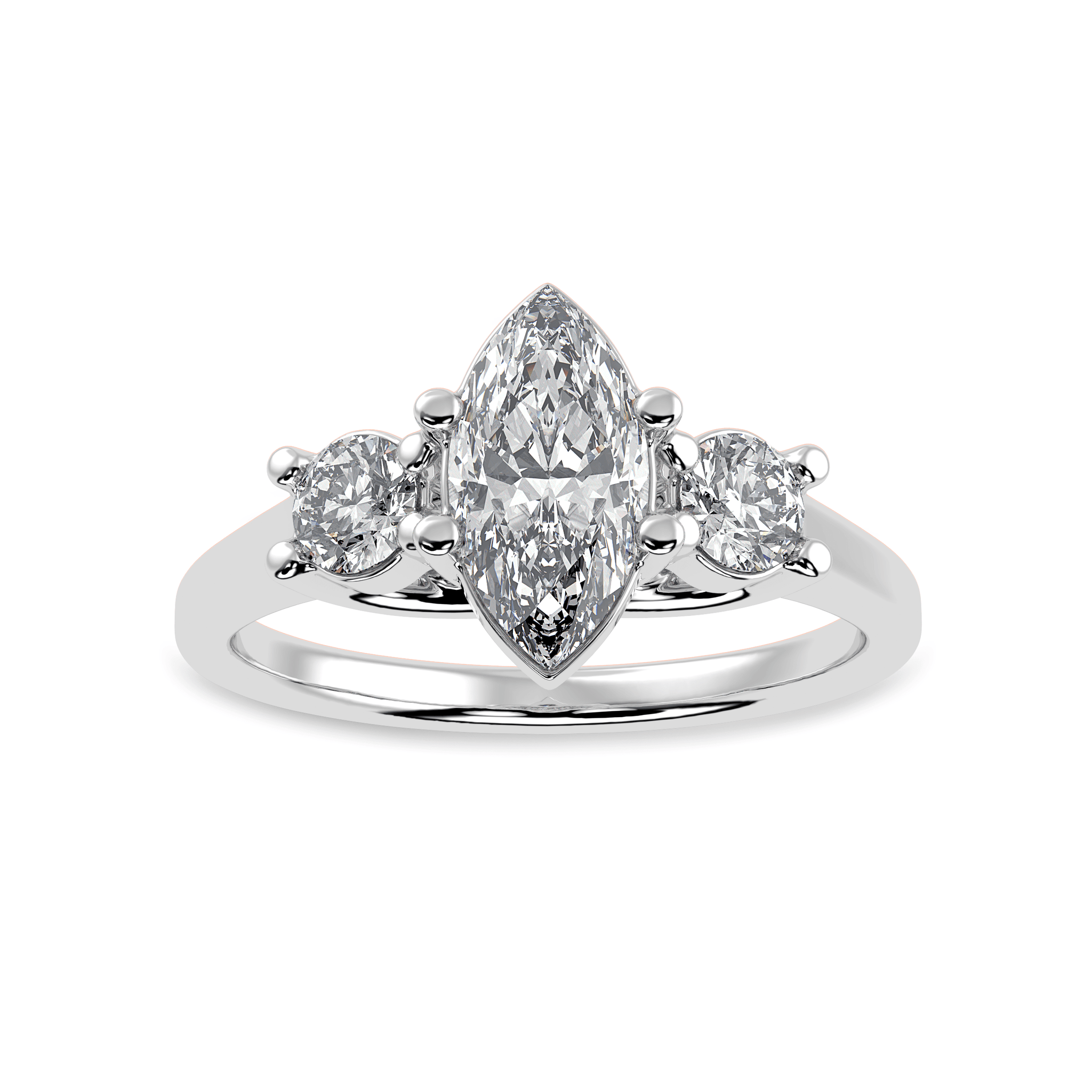 Jewelove™ Rings I VS / Women's Band only 30-Pointer Marquise Cut Solitaire Diamond Accents Platinum Ring JL PT 1236