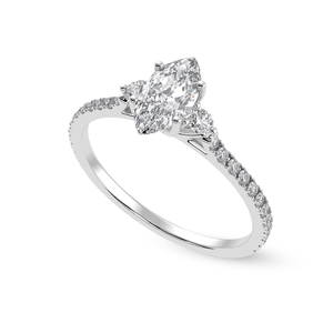 Jewelove™ Rings I VS / Women's Band only 30-Pointer Marquise Cut Solitaire Diamond Accents Shank Platinum Ring JL PT 1246