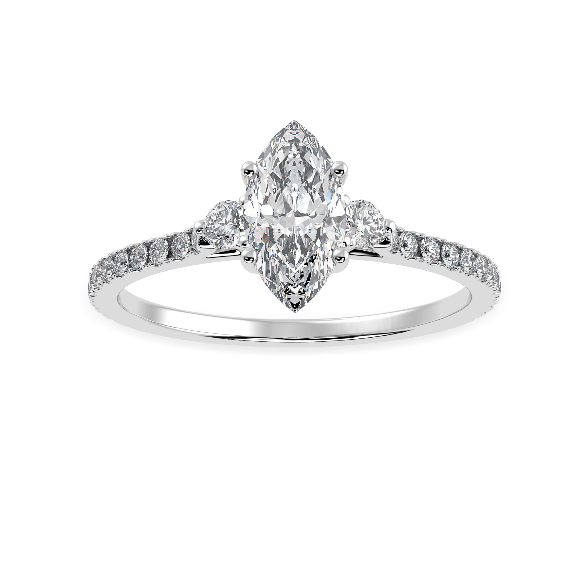 Jewelove™ Rings I VS / Women's Band only 30-Pointer Marquise Cut Solitaire Diamond Accents Shank Platinum Ring JL PT 1246