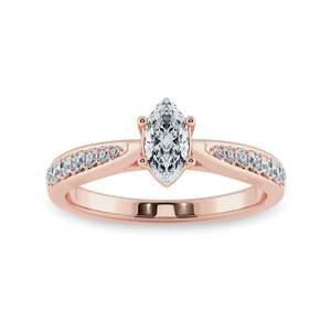 Jewelove™ Rings Women's Band only / VS I 30-Pointer Marquise Cut Solitaire Diamond Shank 18K Rose Gold Ring JL AU 1282R