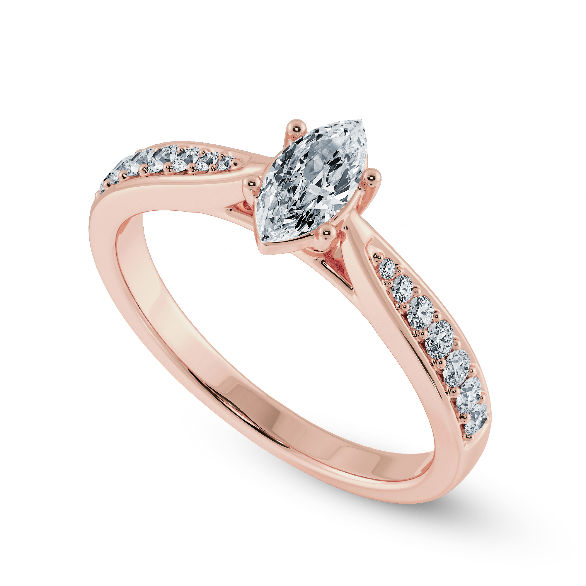 Jewelove™ Rings Women's Band only / VS I 30-Pointer Marquise Cut Solitaire Diamond Shank 18K Rose Gold Ring JL AU 1282R