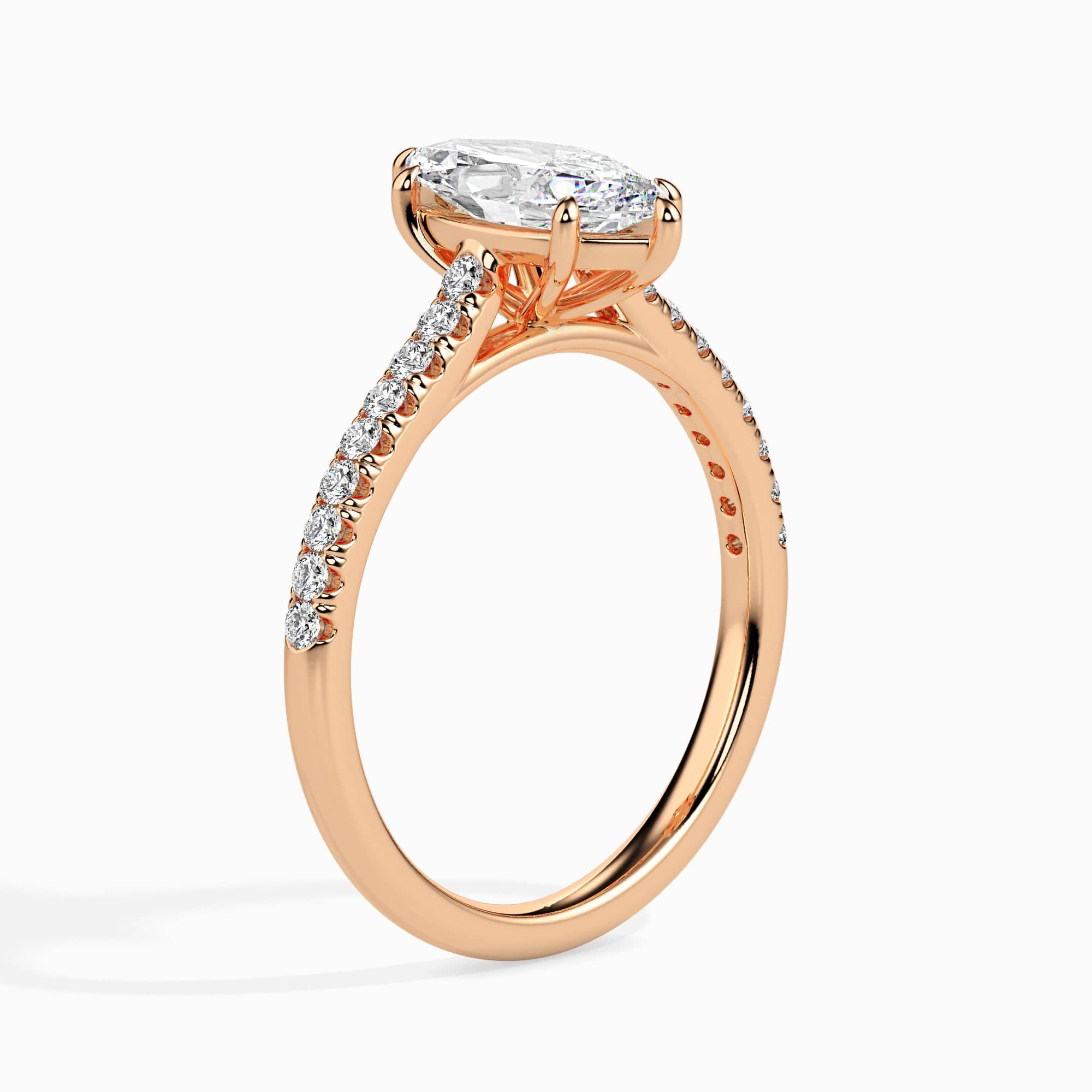 Jewelove™ Rings Women's Band only / VS I 30-Pointer Marquise Cut Solitaire Diamond Shank 18K Rose Gold Ring JL AU 19019R