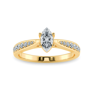 Jewelove™ Rings Women's Band only / VS I 30-Pointer Marquise Cut Solitaire Diamond Shank 18K Yellow Gold Ring JL AU 1282Y