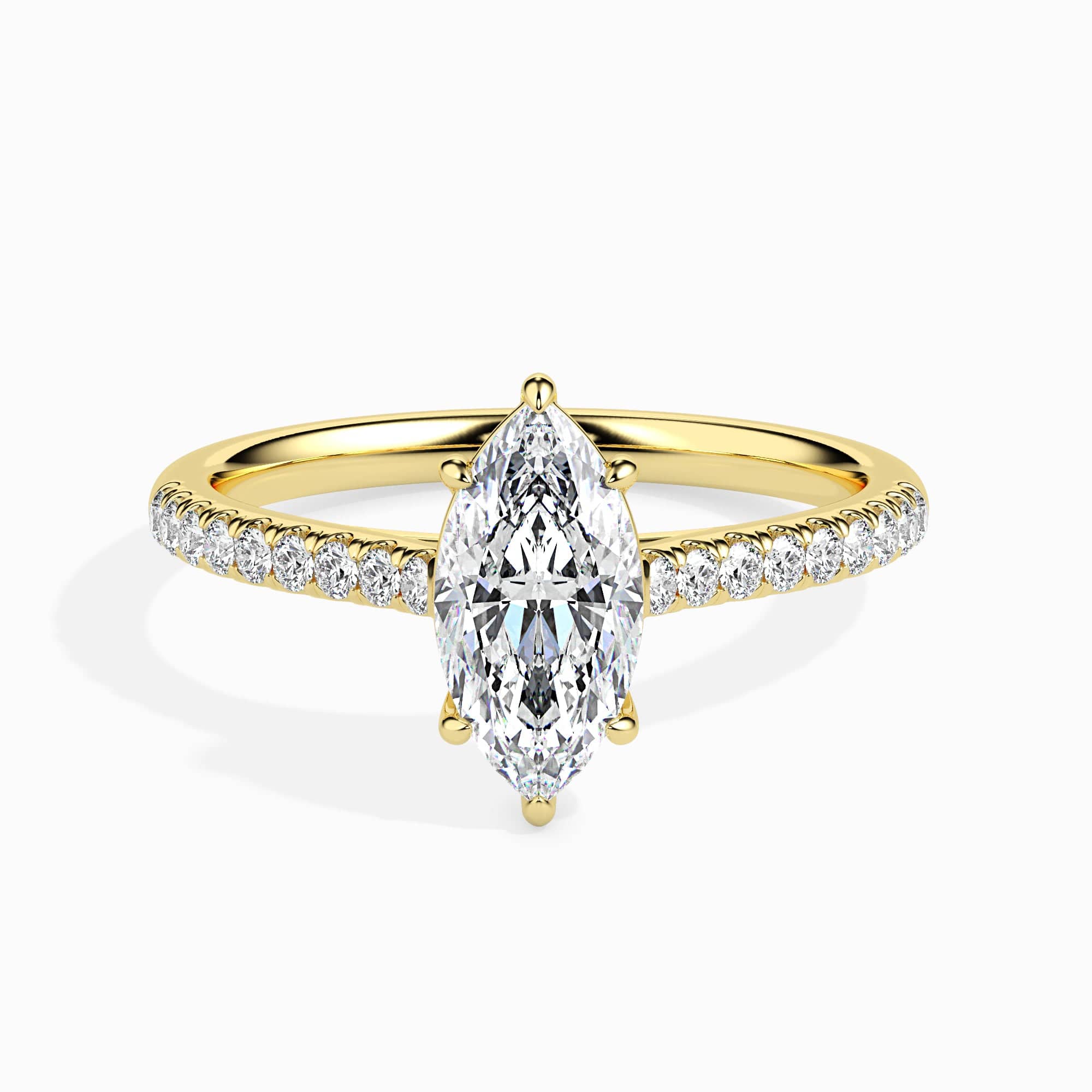 Jewelove™ Rings Women's Band only / VS I 30-Pointer Marquise Cut Solitaire Diamond Shank 18K Yellow Gold Ring JL AU 19019Y