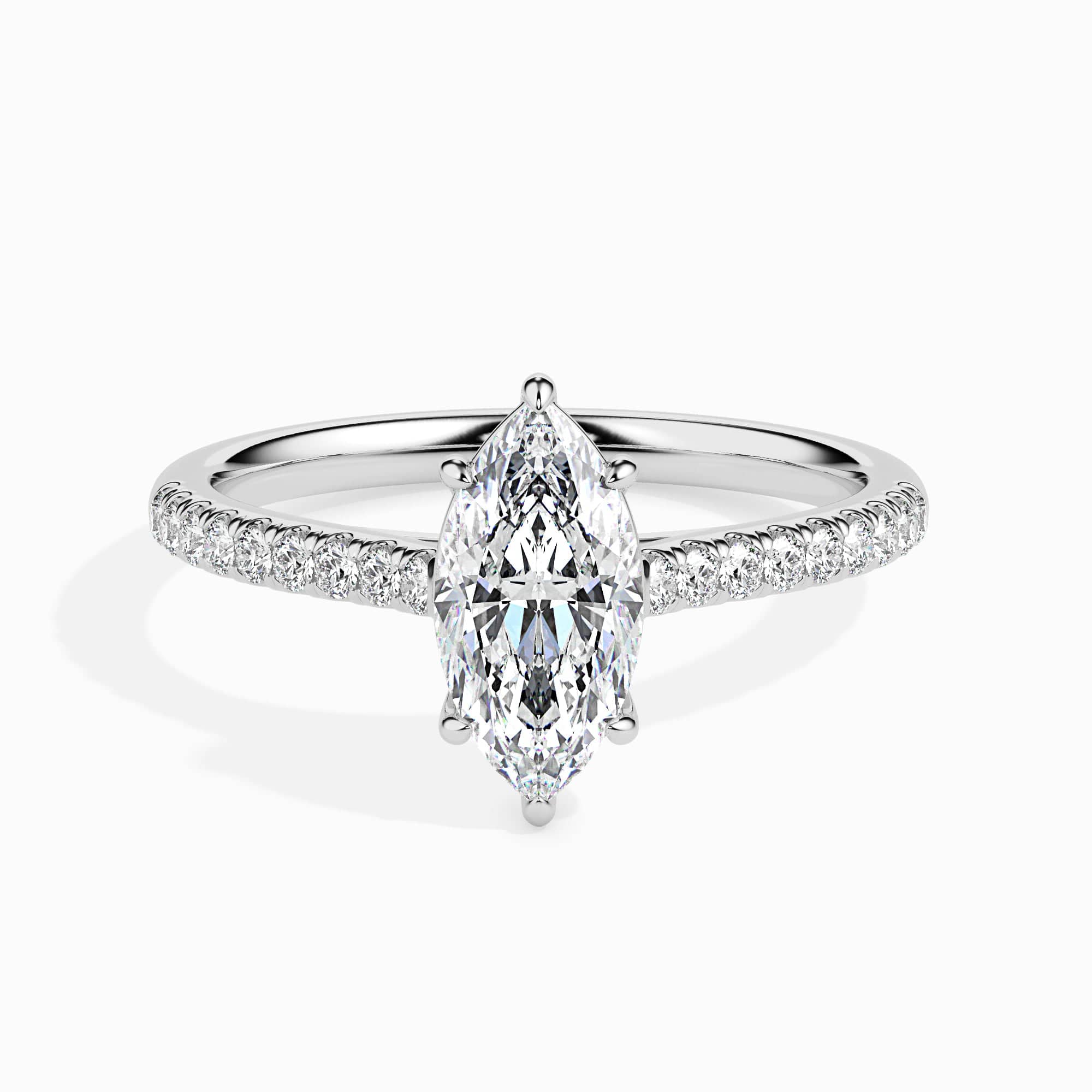 Jewelove™ Rings I VS / Women's Band only 30-Pointer Marquise Cut Solitaire Diamond Shank Platinum Ring JL PT 19019