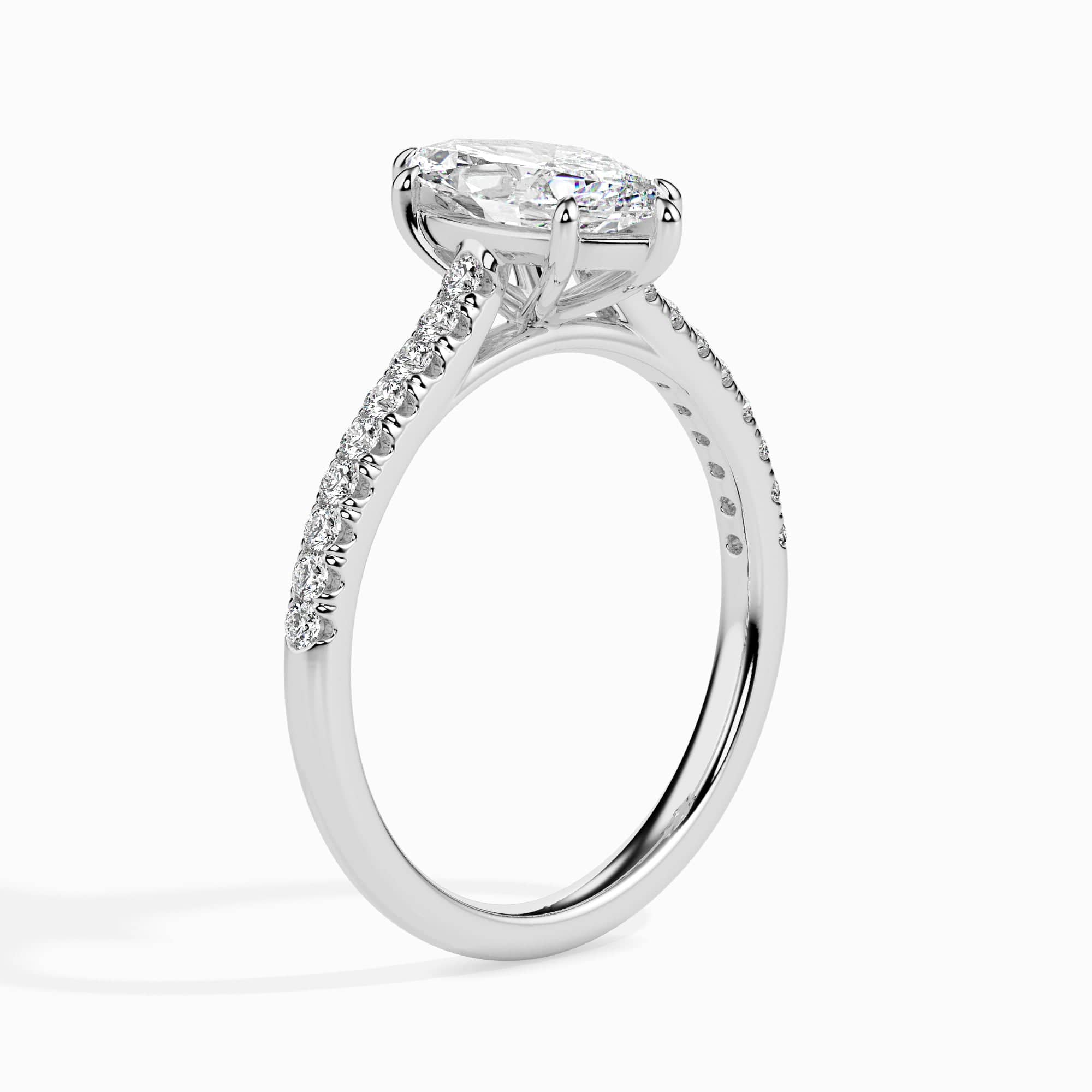 Jewelove™ Rings I VS / Women's Band only 30-Pointer Marquise Cut Solitaire Diamond Shank Platinum Ring JL PT 19019