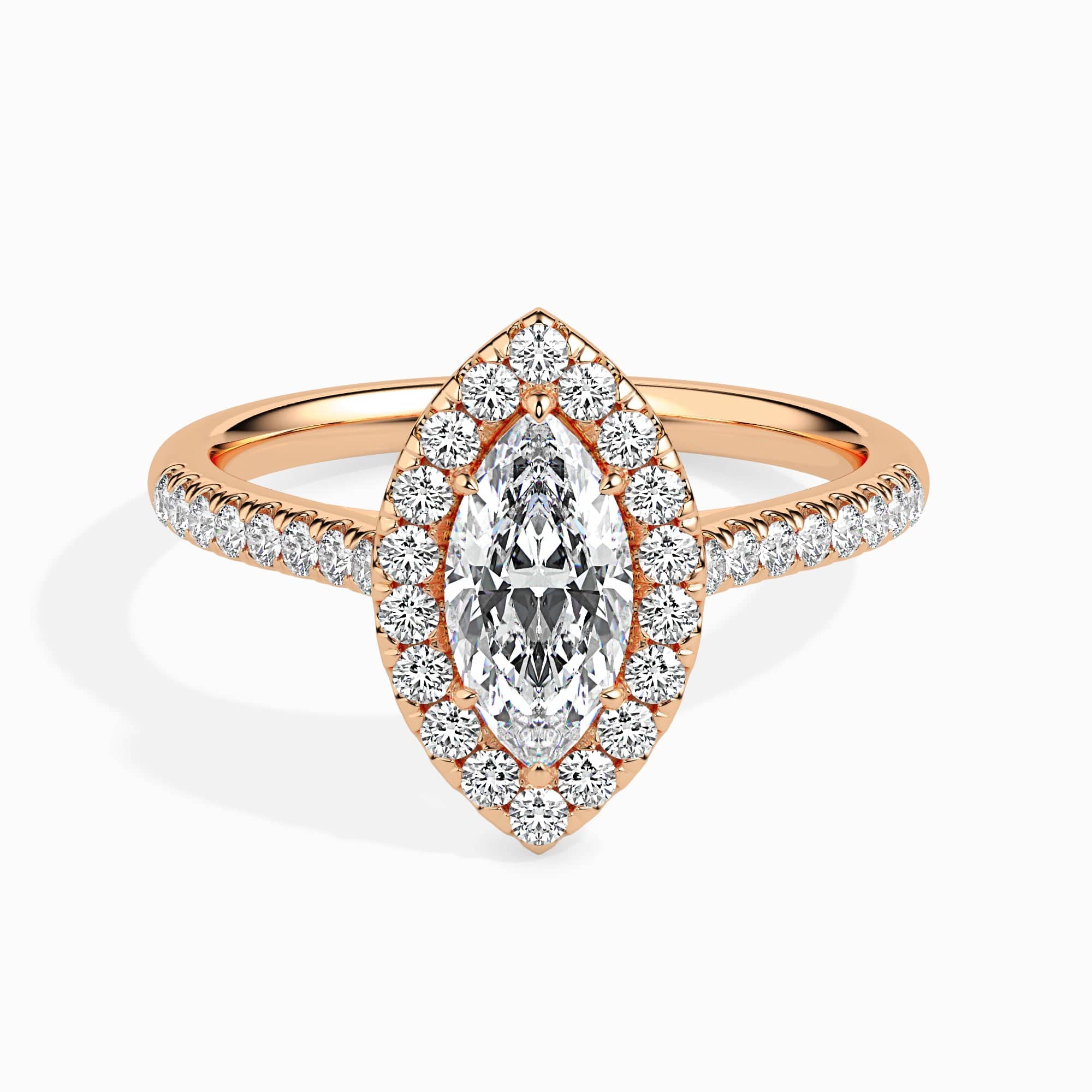 Jewelove™ Rings Women's Band only / VS I 30-Pointer Marquise Cut Solitaire Hako Diamond Shank 18K Rose Gold Ring JL AU 19039R