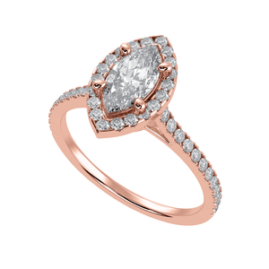 Jewelove™ Rings Women's Band only / VS I 30-Pointer Marquise Cut Solitaire Halo Diamond Shank 18K Rose Gold Ring JL AU 1290R