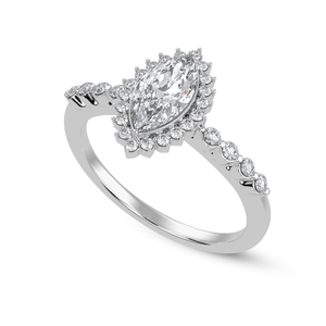 Jewelove™ Rings I VS / Women's Band only 30-Pointer Marquise Cut Solitaire Halo Diamond Shank Platinum Ring JL PT 1254