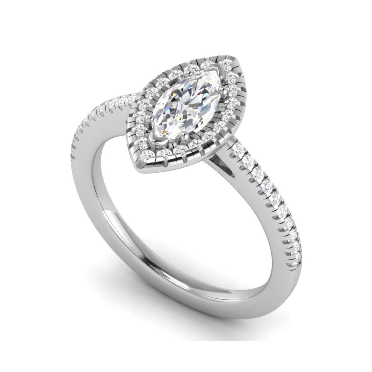 Jewelove™ Rings I VS / Women's Band only 30-Pointer Marquise Cut Solitaire Halo Diamond Shank Platinum Ring JL PT RH MQ 122