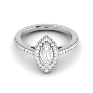 Jewelove™ Rings I VS / Women's Band only 30-Pointer Marquise Cut Solitaire Halo Diamond Shank Platinum Ring JL PT RH MQ 122