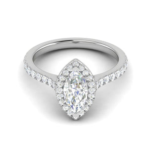 Jewelove™ Rings I VS / Women's Band only 30-Pointer Marquise Cut Solitaire Halo Diamond Shank Platinum Ring JL PT RH MQ 140