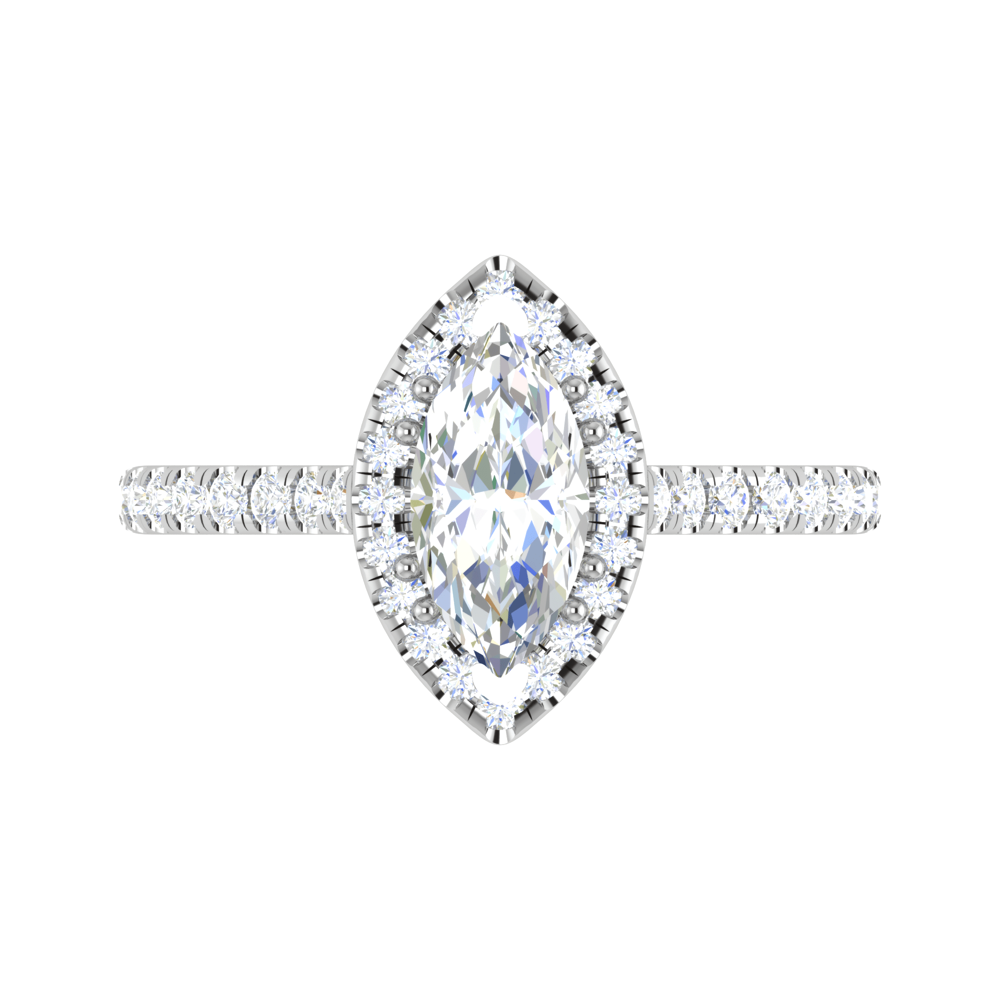 Jewelove™ Rings I VS / Women's Band only 30-Pointer Marquise Cut Solitaire Halo Diamond Shank Platinum Ring JL PT RH MQ 140