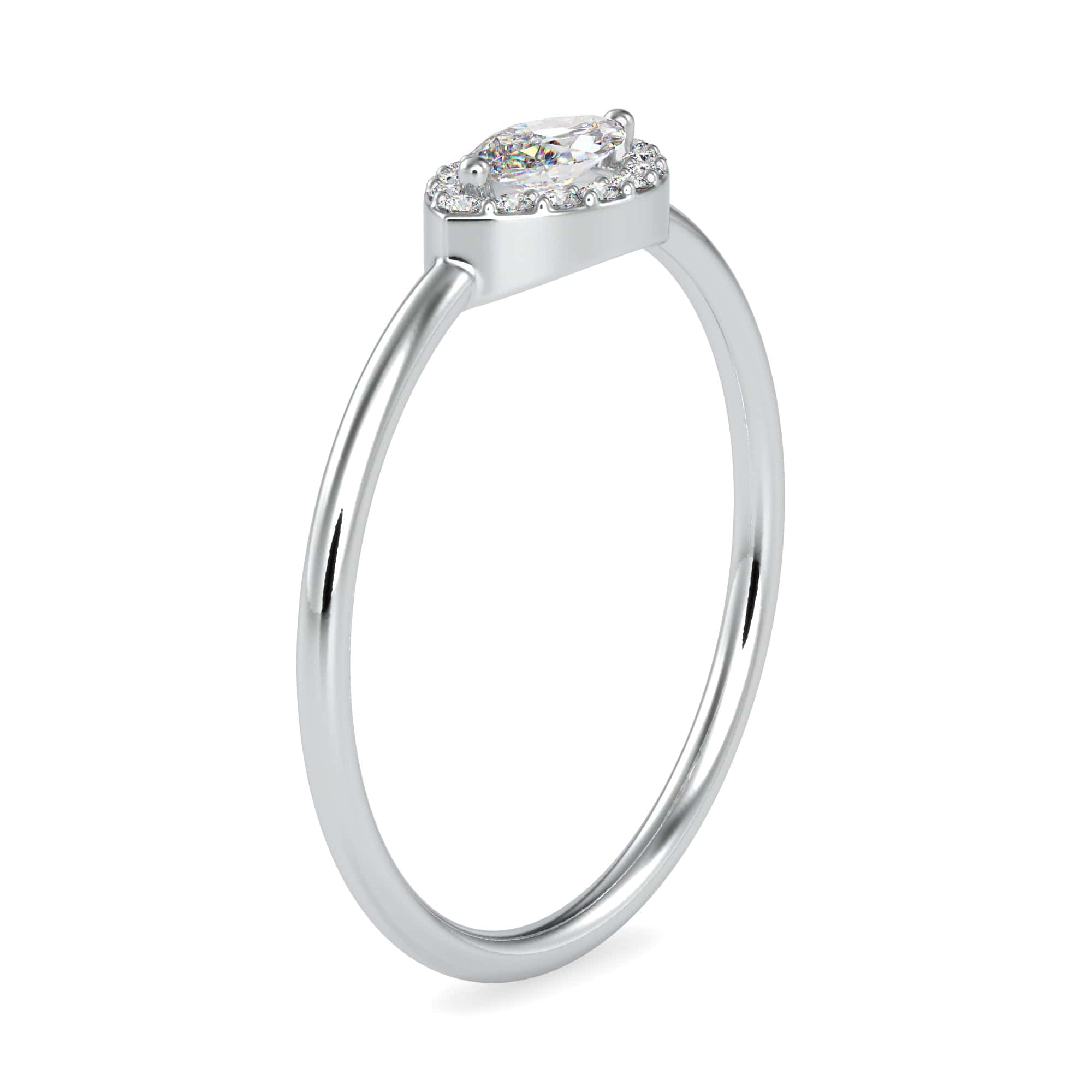 Jewelove™ Rings VS I / Women's Band only 30-Pointer Marquise Cut Solitaire Platinum Halo Diamond Ring JL PT 0700