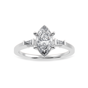 Jewelove™ Rings I VS / Women's Band only 30-Pointer Marquise Cut Solitaire with Baguette Diamond Platinum Ring JL PT 1228