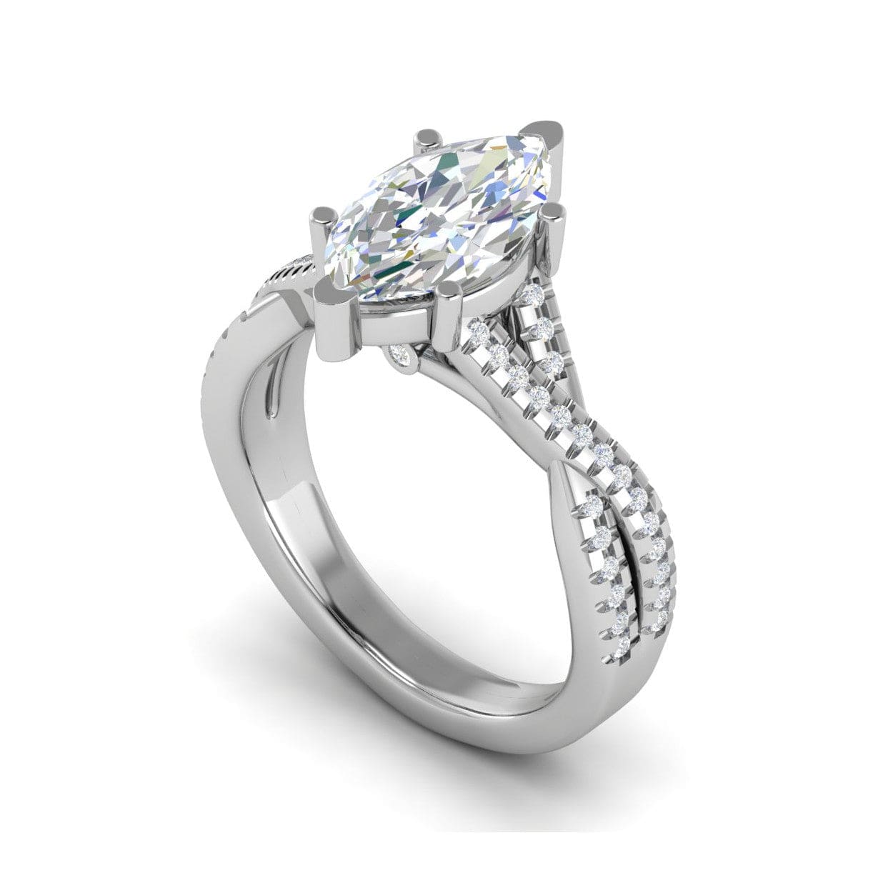 Jewelove™ J VS / Women's Band only 30-Pointer Marquise Solitaire Diamonds Twisted Shank Platinum Ring JL PT REPS1456