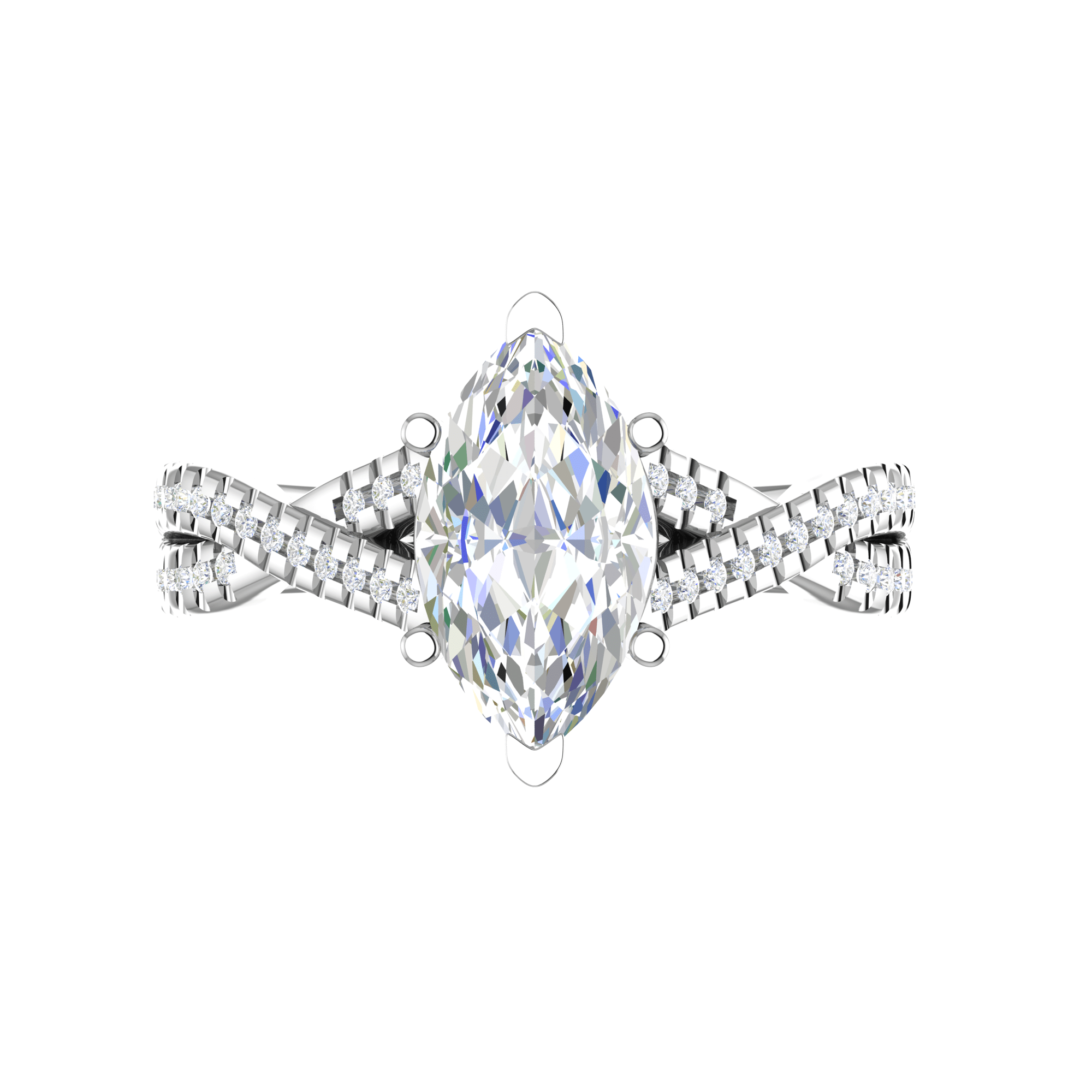 Jewelove™ J VS / Women's Band only 30-Pointer Marquise Solitaire Diamonds Twisted Shank Platinum Ring JL PT REPS1456