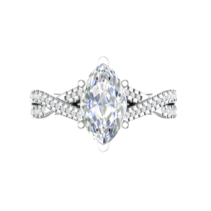 Jewelove™ J VS / Women's Band only 30-Pointer Marquise Solitaire Diamonds Twisted Shank Platinum Ring JL PT REPS1456