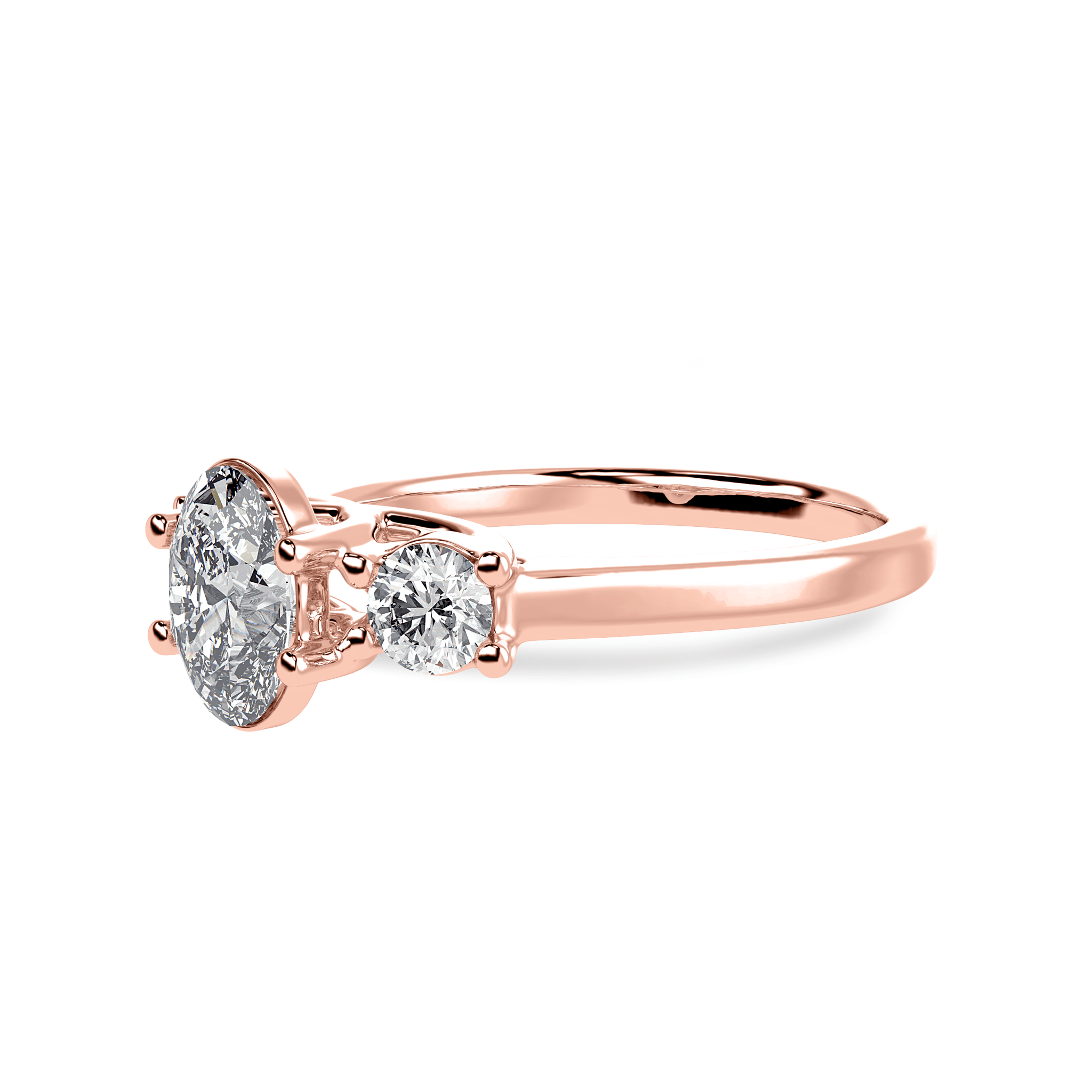 Jewelove™ Rings Women's Band only / VS J 30-Pointer Oval Cut Solitaire Diamond Accents 18K Rose Gold Ring JL AU 1234R