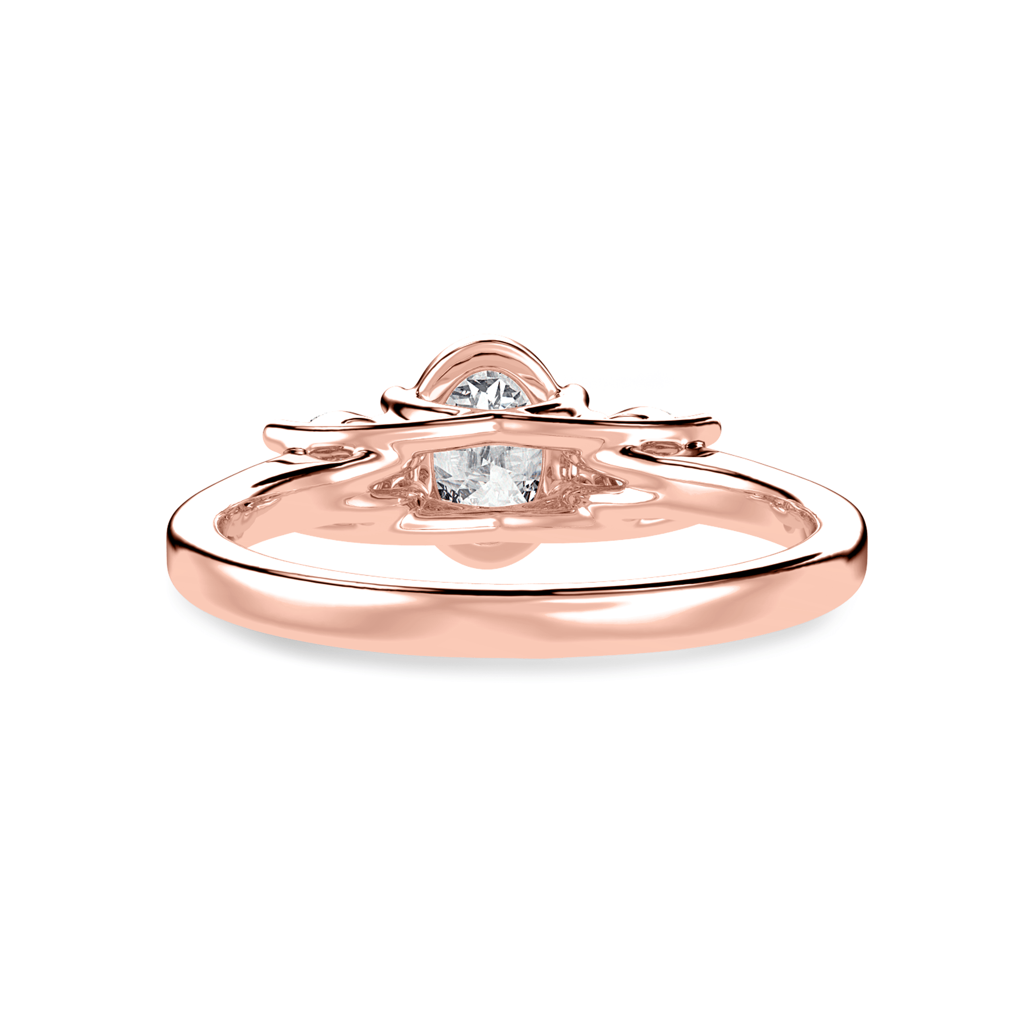 Jewelove™ Rings Women's Band only / VS J 30-Pointer Oval Cut Solitaire Diamond Accents 18K Rose Gold Ring JL AU 1234R