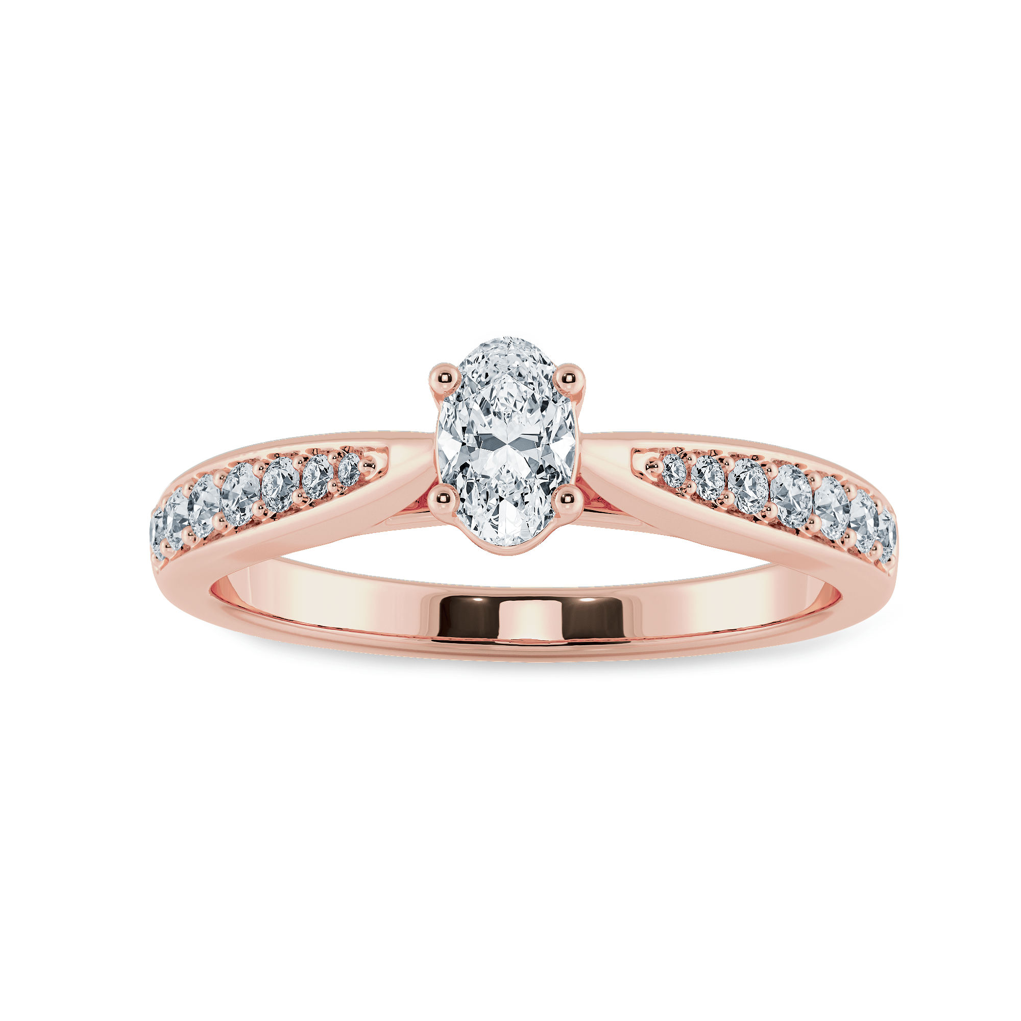 Jewelove™ Rings Women's Band only / VS I 30-Pointer Oval Cut Solitaire Diamond Shank 18K Rose Gold Ring JL AU 1283R