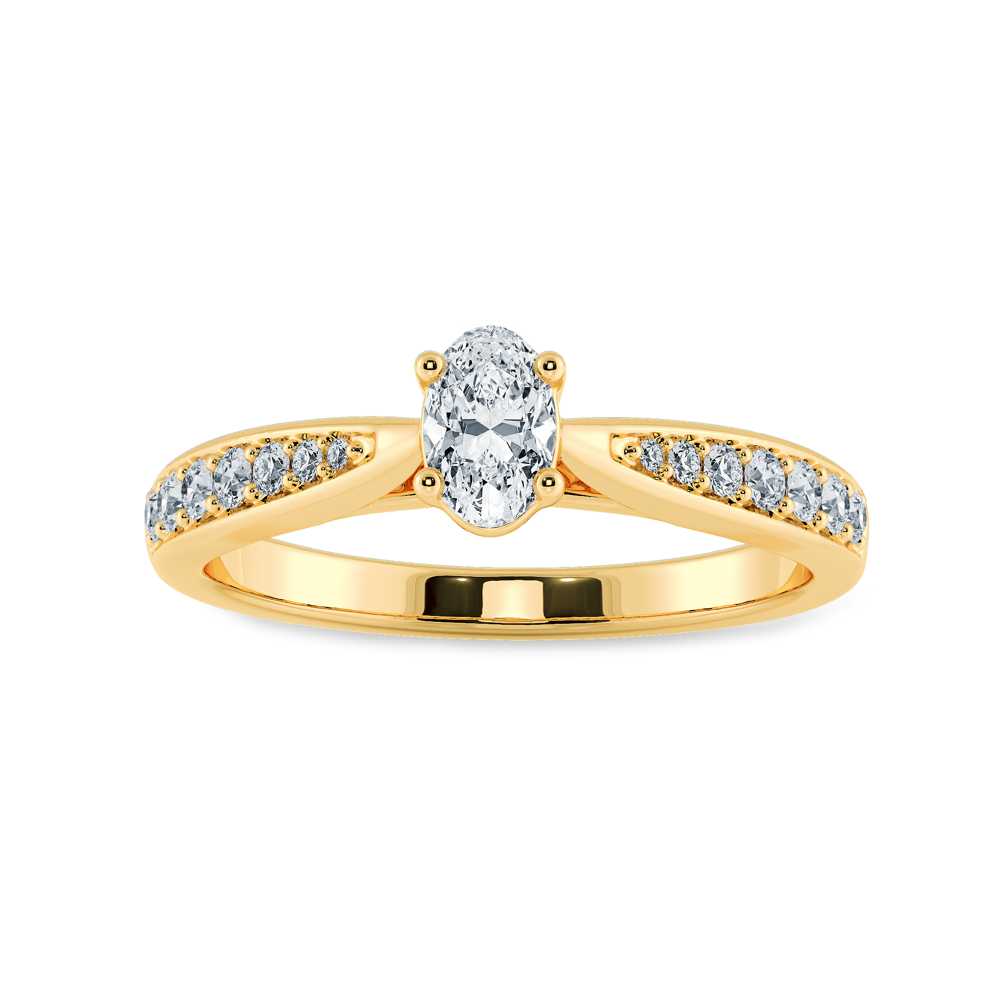 Jewelove™ Rings Women's Band only / VS I 30-Pointer Oval Cut Solitaire Diamond Shank 18K Yellow Gold Ring JL AU 1283Y