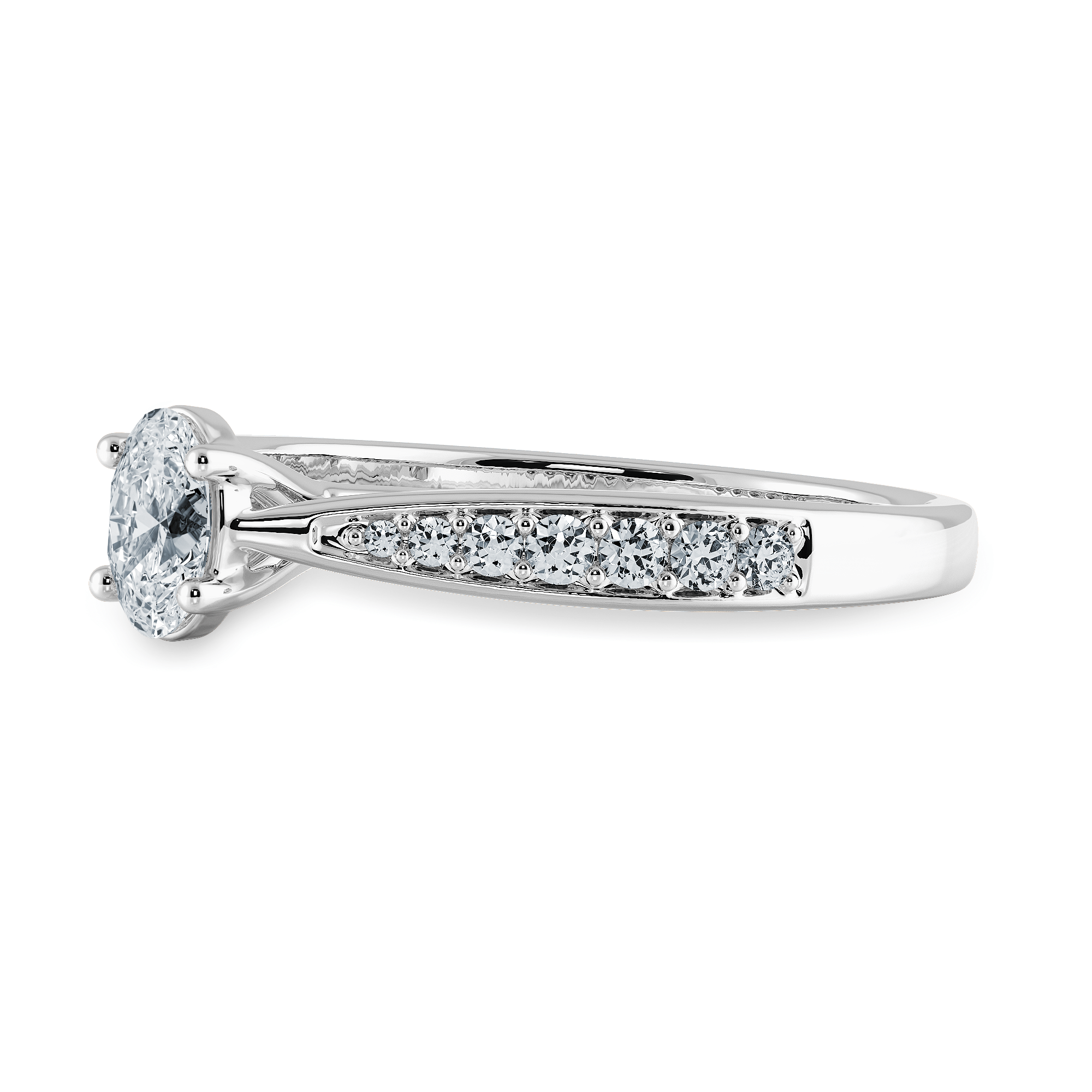 Jewelove™ Rings I VS / Women's Band only 30-Pointer Oval Cut Solitaire Diamond Shank Platinum Ring JL PT 1283