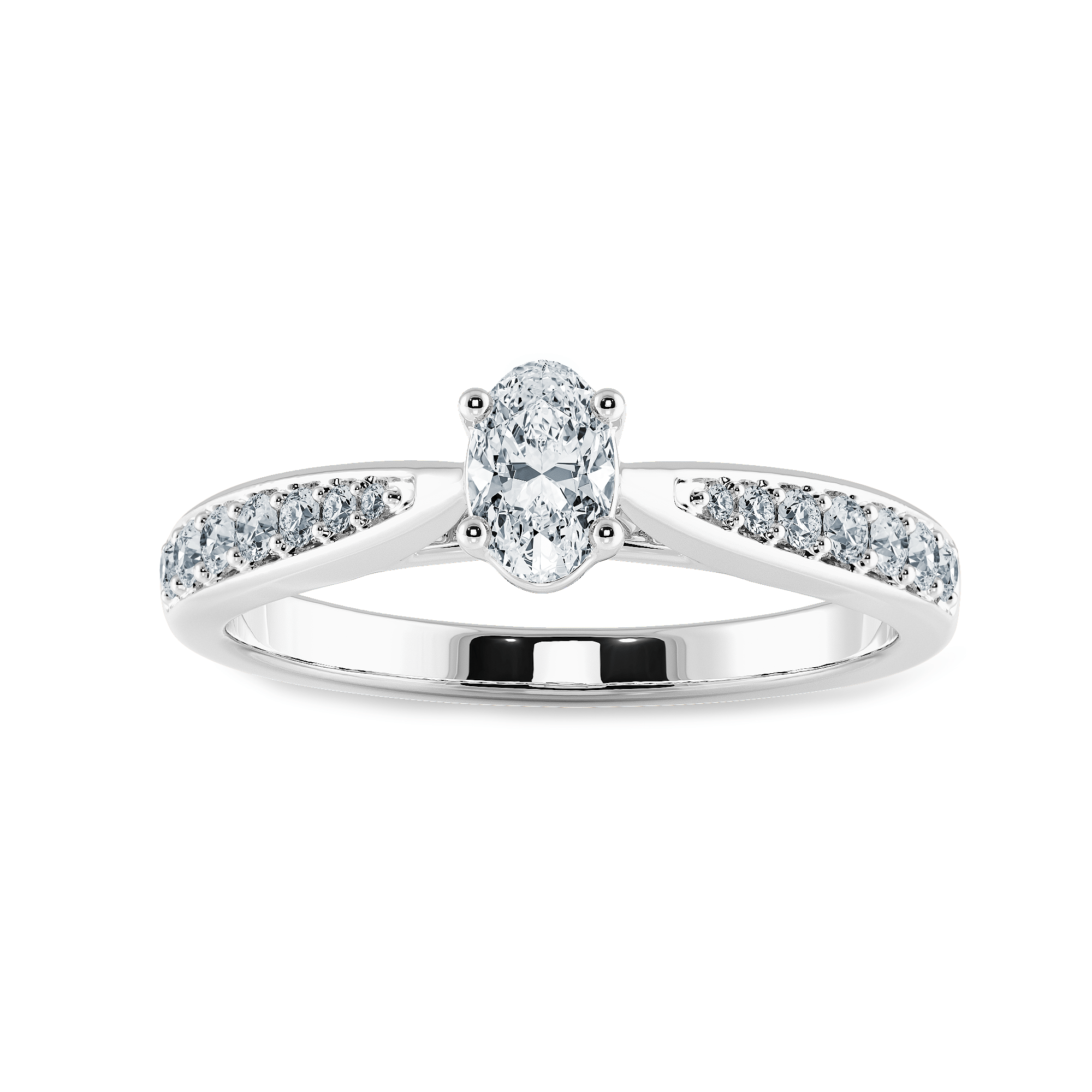 Jewelove™ Rings I VS / Women's Band only 30-Pointer Oval Cut Solitaire Diamond Shank Platinum Ring JL PT 1283