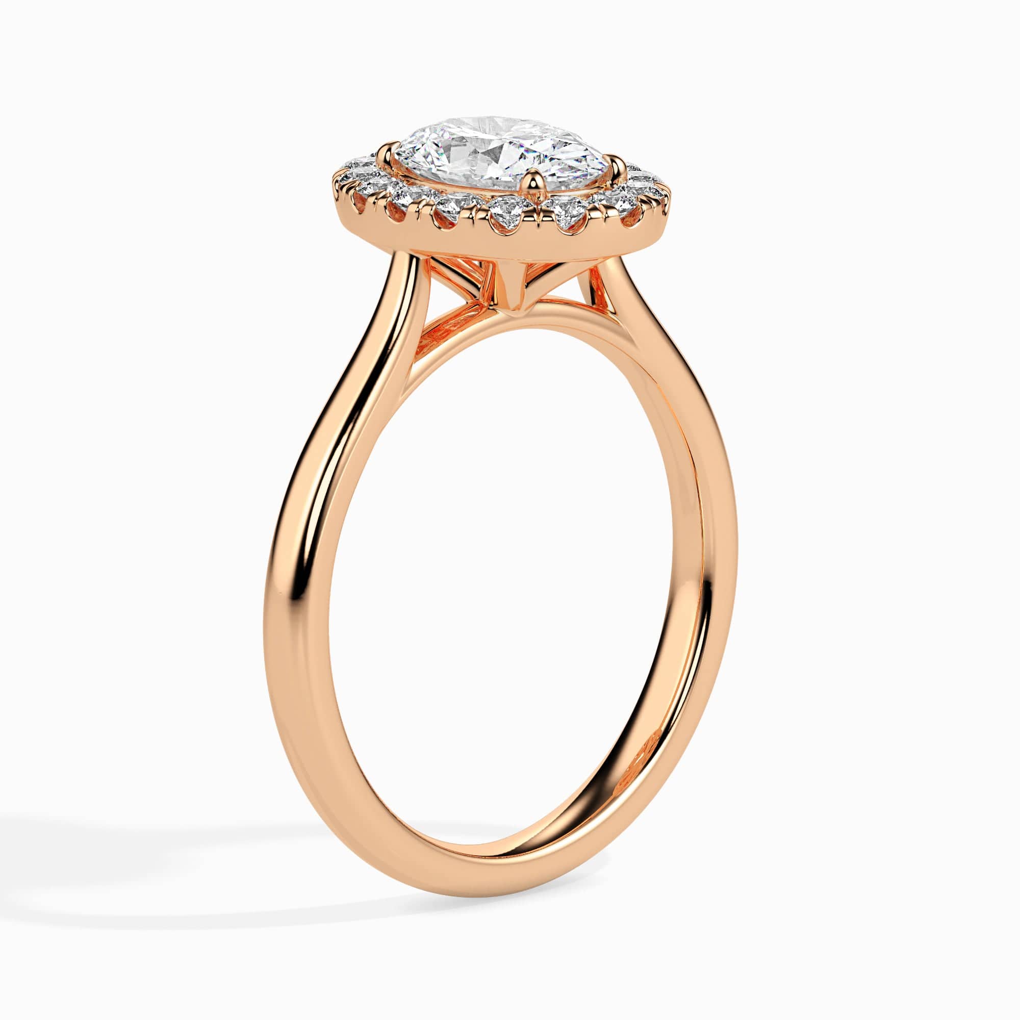 Jewelove™ Rings Women's Band only / VS I 30-Pointer Oval Cut Solitaire Halo Diamond 18K Rose Gold Ring JL AU 19024R