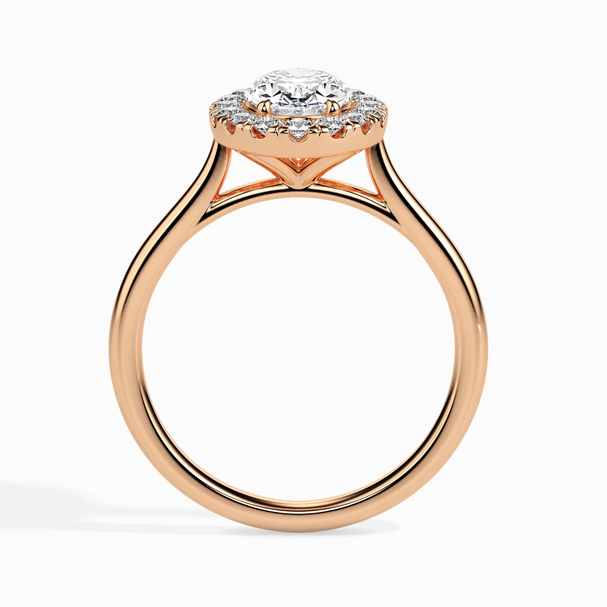 Jewelove™ Rings Women's Band only / VS I 30-Pointer Oval Cut Solitaire Halo Diamond 18K Rose Gold Ring JL AU 19024R