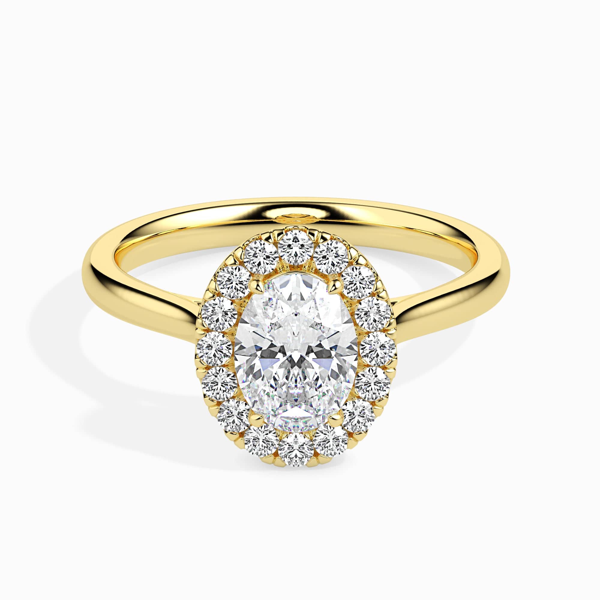 Jewelove™ Rings Women's Band only / VS I 30-Pointer Oval Cut Solitaire Halo Diamond 18K Yellow Gold Ring JL AU 19024Y