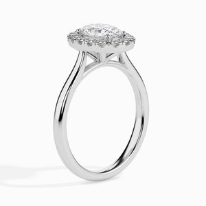 Jewelove™ Rings I VS / Women's Band only 30-Pointer Oval Cut Solitaire Halo Diamond Platinum Ring JL PT 19024