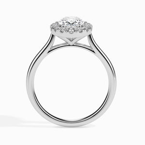 Jewelove™ Rings I VS / Women's Band only 30-Pointer Oval Cut Solitaire Halo Diamond Platinum Ring JL PT 19024