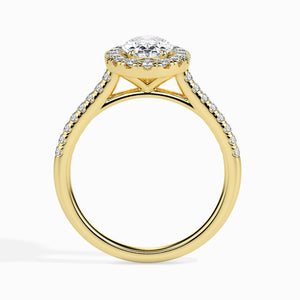 Jewelove™ Rings Women's Band only / VS I 30-Pointer Oval Cut Solitaire Halo Diamond Shank 18K Yellow Gold Ring JL AU 19034Y