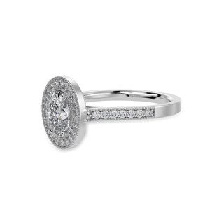 Jewelove™ Rings I VS / Women's Band only 30-Pointer Oval Cut Solitaire Halo Diamond Shank Platinum Ring JL PT 1325