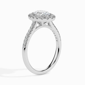 Jewelove™ Rings I VS / Women's Band only 30-Pointer Oval Cut Solitaire Halo Diamond Shank Platinum Ring JL PT 19034