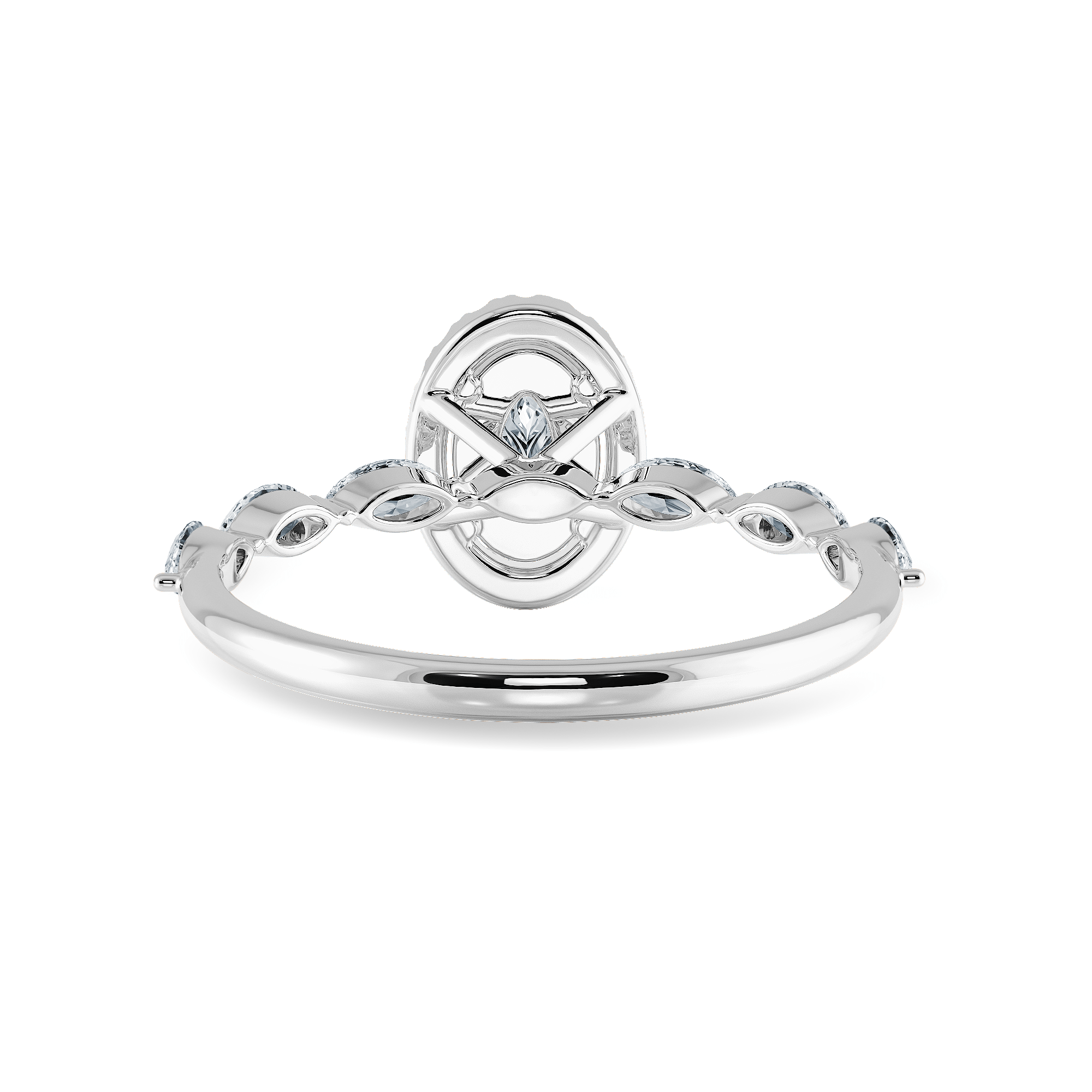 Jewelove™ Rings I VS / Women's Band only 30-Pointer Oval Cut Solitaire Halo Diamonds with Marquise Cut Accents Platinum Ring JL PT 1275