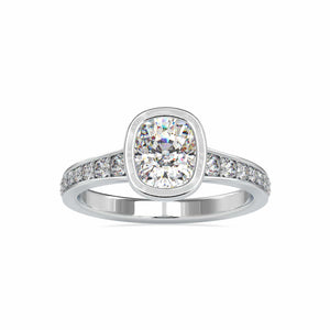 Jewelove™ Rings VS I / Women's Band only 30-Pointer Oval Cut Solitaire Platinum Diamond Shank Ring JL PT 0092