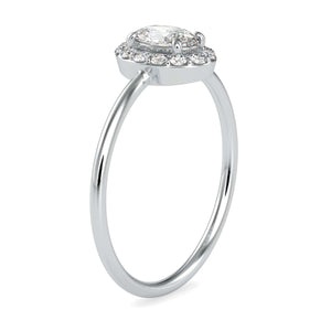 Jewelove™ Rings VS I / Women's Band only 30-Pointer Oval Cut Solitaire Platinum Halo Diamond Ring JL PT 0626