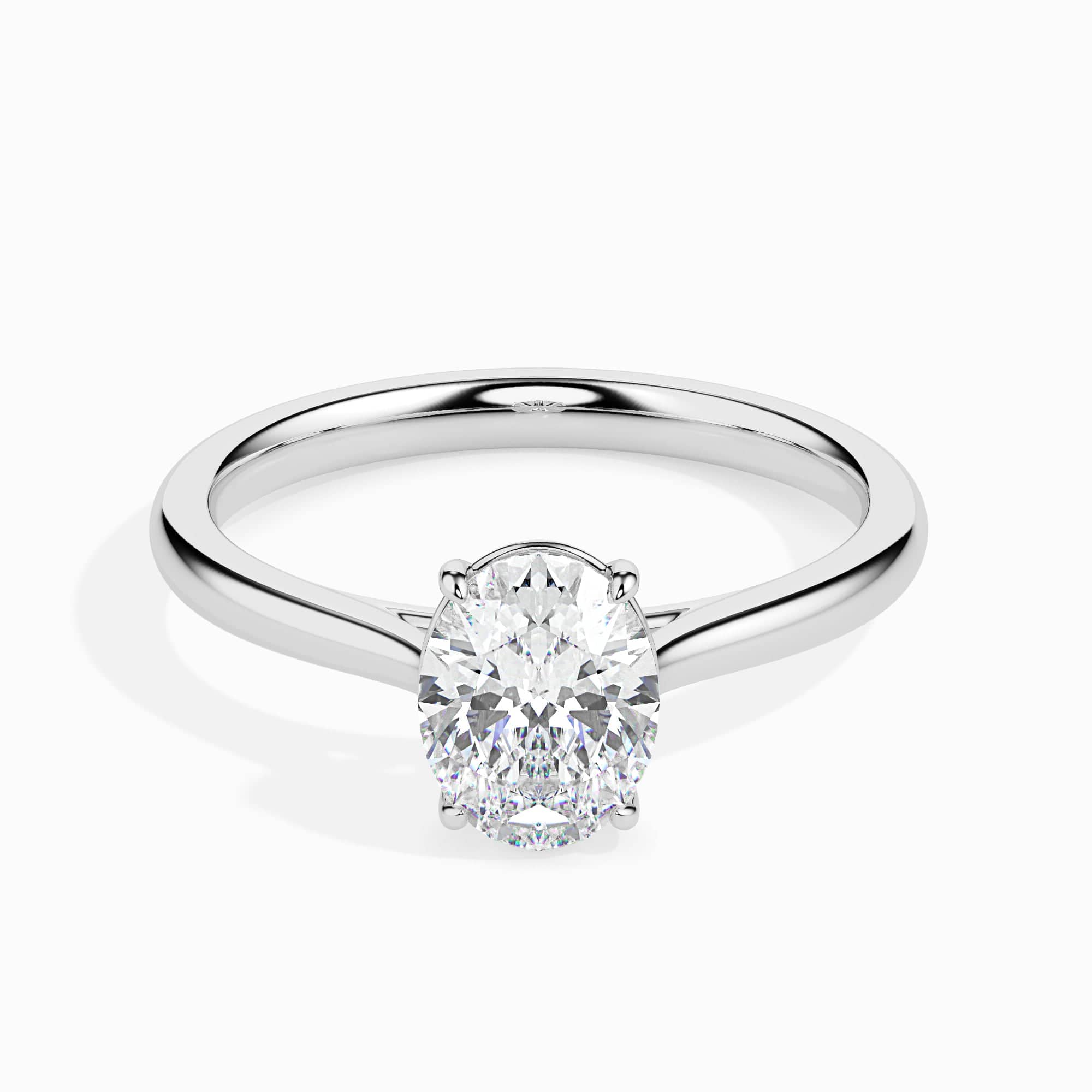 Jewelove™ Rings I VS / Women's Band only 30-Pointer Oval Cut Solitaire Platinum Ring JL PT 19004