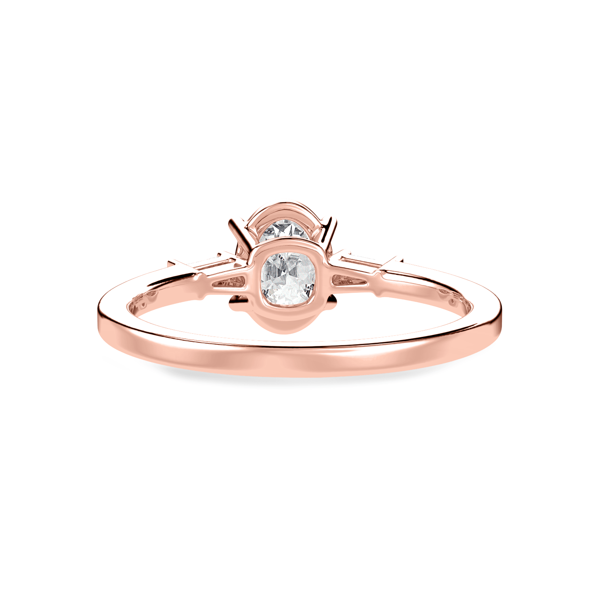 Jewelove™ Rings Women's Band only / VS J 30-Pointer Oval Cut Solitaire with Baguette Diamond Accents 18K Rose Gold Ring JL AU 1226R