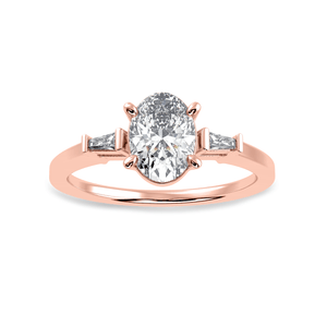 Jewelove™ Rings Women's Band only / VS J 30-Pointer Oval Cut Solitaire with Baguette Diamond Accents 18K Rose Gold Ring JL AU 1226R