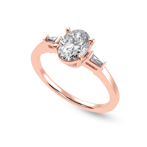 Jewelove™ Rings Women's Band only / VS J 30-Pointer Oval Cut Solitaire with Baguette Diamond Accents 18K Rose Gold Ring JL AU 1226R