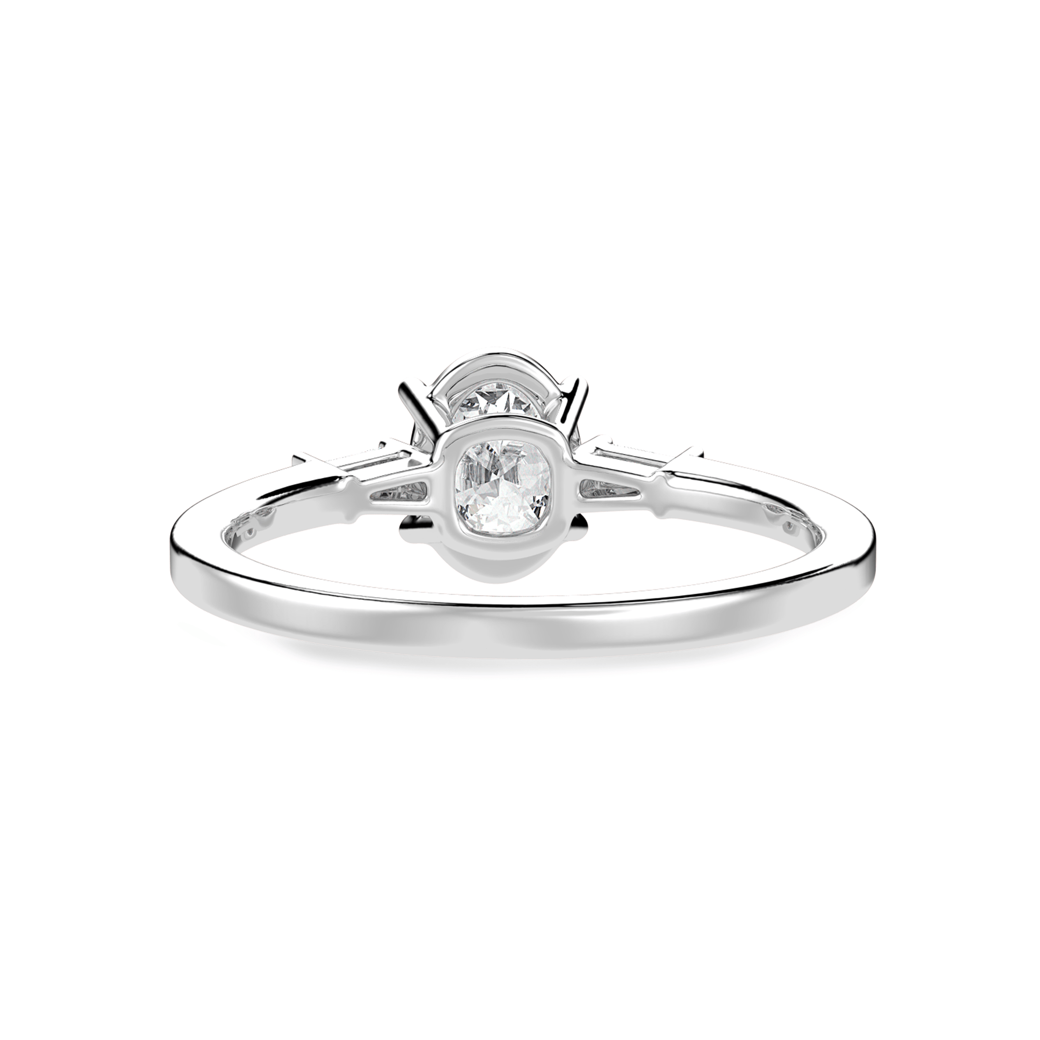 Jewelove™ Rings I VS / Women's Band only 30-Pointer Oval Cut Solitaire with Baguette Diamond Accents Platinum Ring JL PT 1226