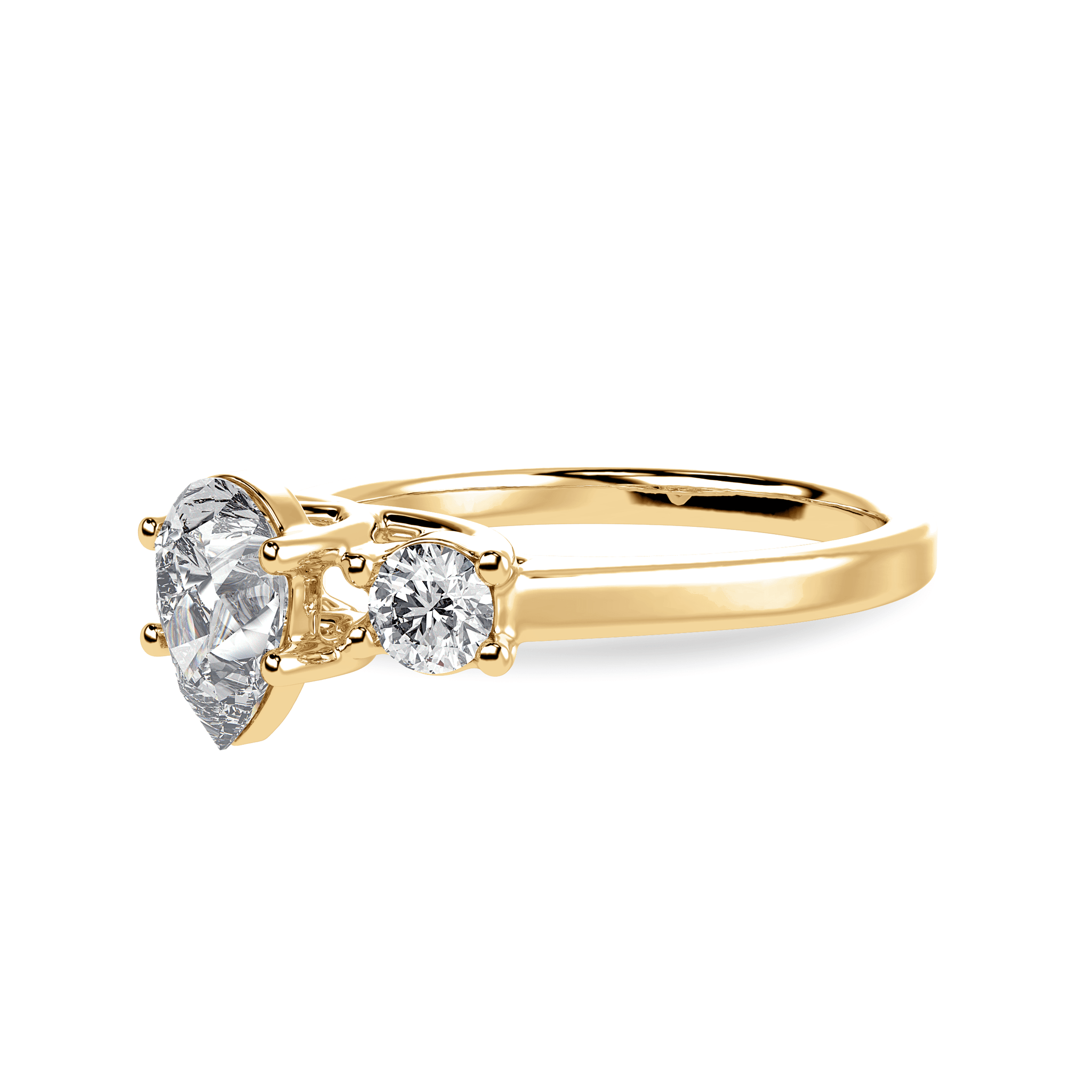 Jewelove™ Rings Women's Band only / VS I 30-Pointer Pear Cut Solitaire Diamond Accents 18K Yellow Gold Ring JL AU 1235Y