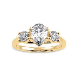 Jewelove™ Rings Women's Band only / VS I 30-Pointer Pear Cut Solitaire Diamond Accents 18K Yellow Gold Ring JL AU 1235Y