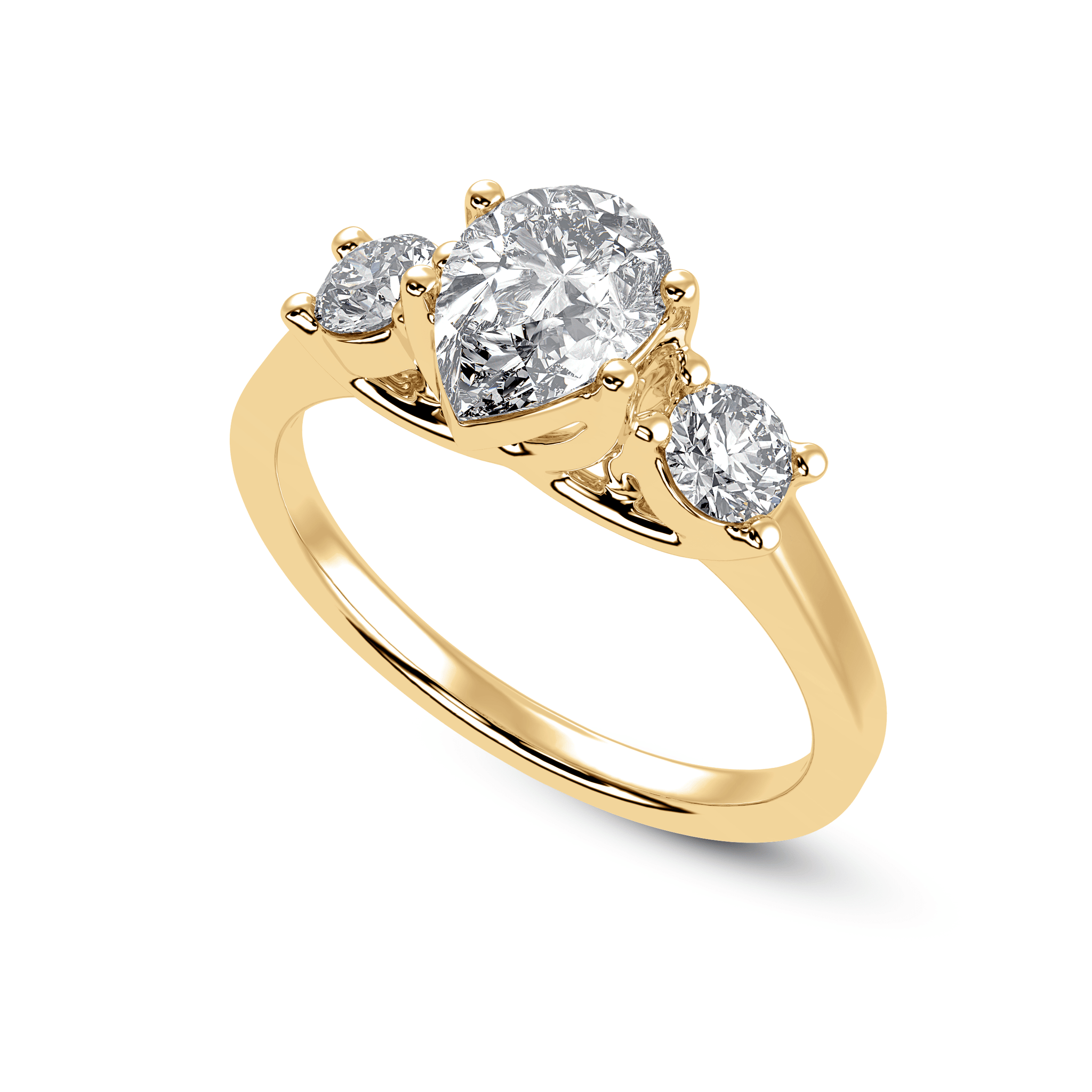 Jewelove™ Rings Women's Band only / VS I 30-Pointer Pear Cut Solitaire Diamond Accents 18K Yellow Gold Ring JL AU 1235Y