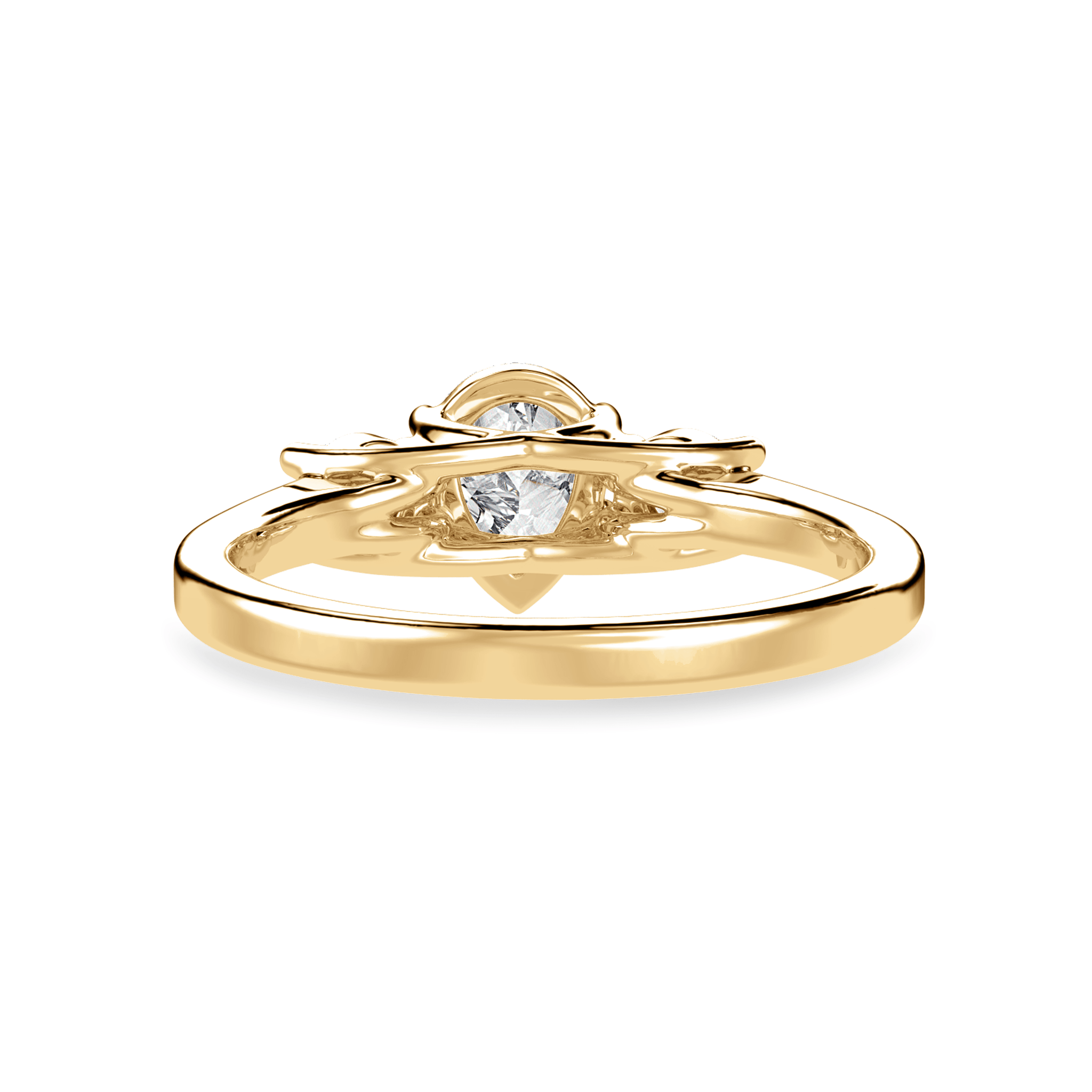 Jewelove™ Rings Women's Band only / VS I 30-Pointer Pear Cut Solitaire Diamond Accents 18K Yellow Gold Ring JL AU 1235Y