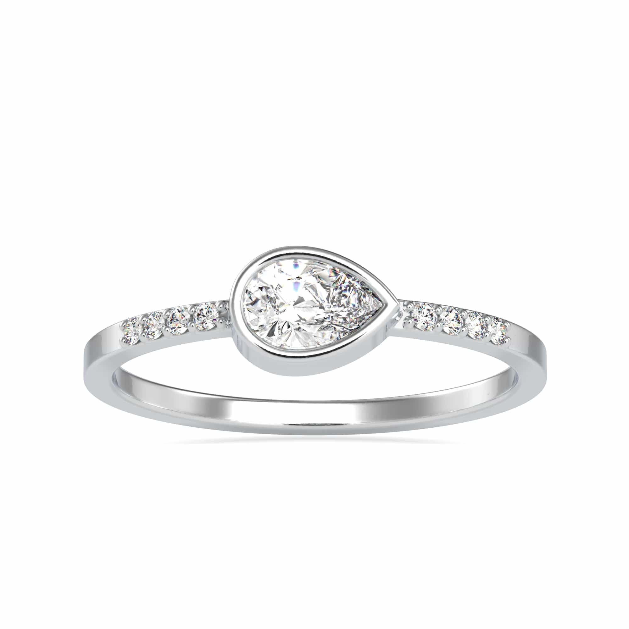 Jewelove™ Rings VS I / Women's Band only 30-Pointer Pear Cut Solitaire Diamond Accents Platinum Ring JL PT 0682