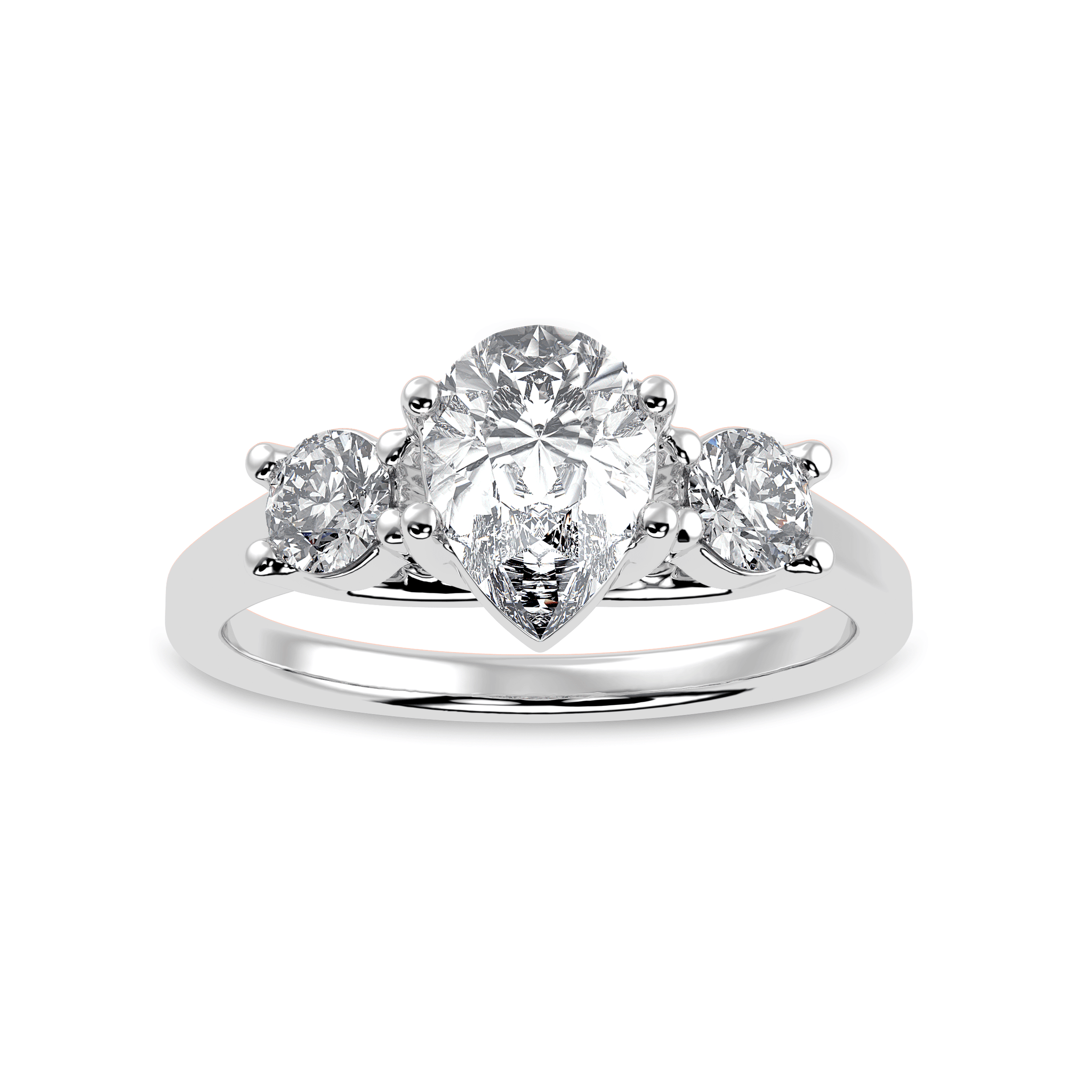 Jewelove™ Rings I VS / Women's Band only 30-Pointer Pear Cut Solitaire Diamond Accents Platinum Ring JL PT 1235